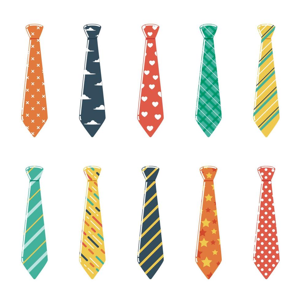 set stropdassen met verschillende kleuren en patronen vector