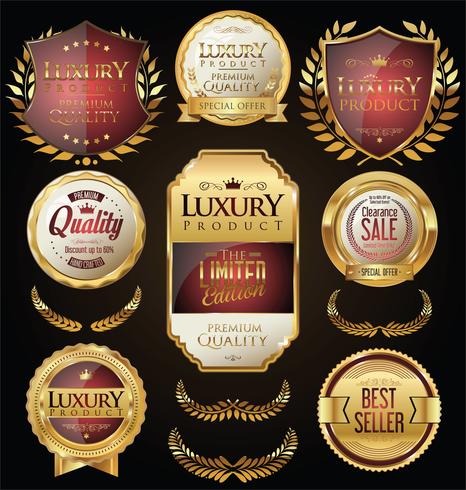 Luxe premium gouden insignes en labels vector