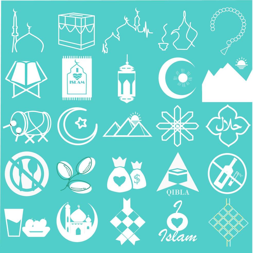 populaire islamitische lijn kunst pictogrammen instellen. ramadan kareem lijn vector iconen. islamitische lijn pictogrammen. inclusief de iconen als moslim, bidden, moskee, religie en meer. set van islamitisch pictogram, eid mubarak voor web