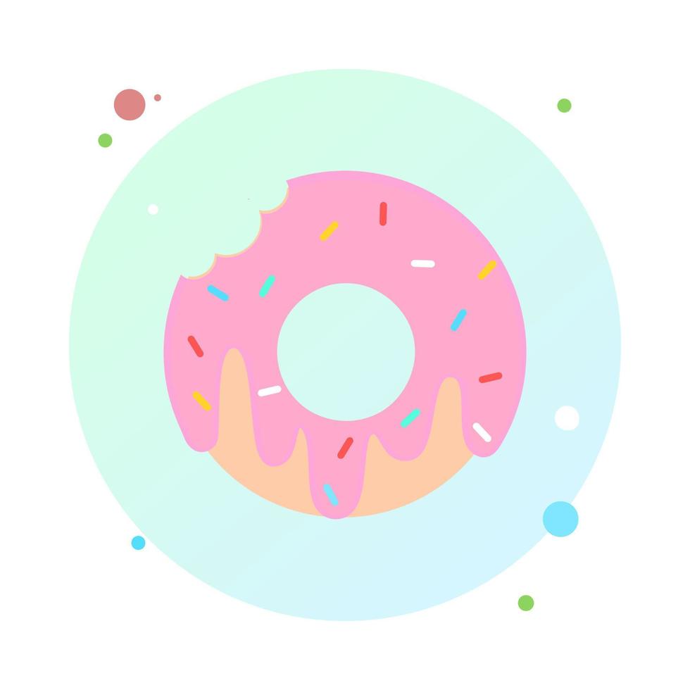 vectorillustratie van donut kan worden gebruikt voor wenskaarten, uitnodigingen voor een feest, posters, prenten en boeken. donut icoon gevormd in ronde platte stijl. donut in cirkel pictogram. vector