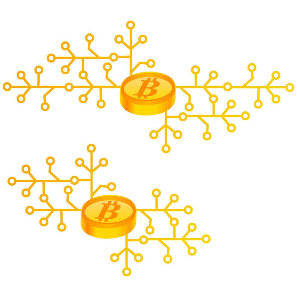 bitcoin cryptocurrency-munt. geldpictogram in isometrische stijl. bedrijfsconcept, financiën en internet online betalingssysteem. vector illustratie teken op witte achtergrond.