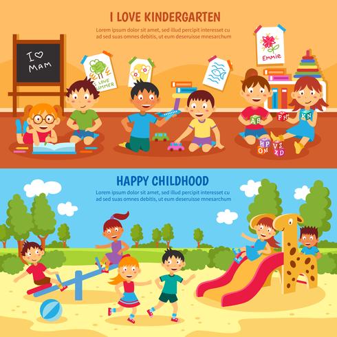 Kleuterschool banner set vector