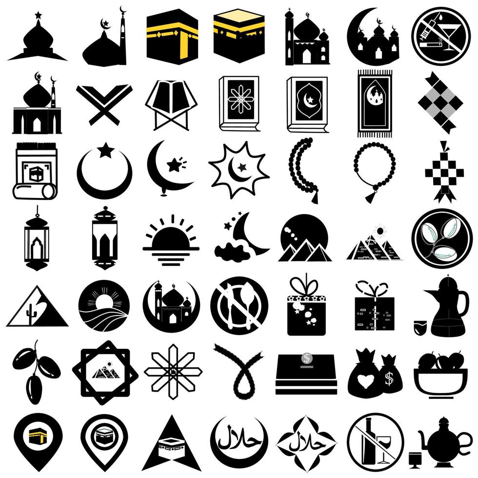 populaire islamitische lijn kunst pictogrammen instellen. ramadan kareem lijn vector iconen. islamitische lijn pictogrammen. inclusief de iconen als moslim, bidden, moskee, religie en meer. set van islamitisch pictogram, eid mubarak voor web