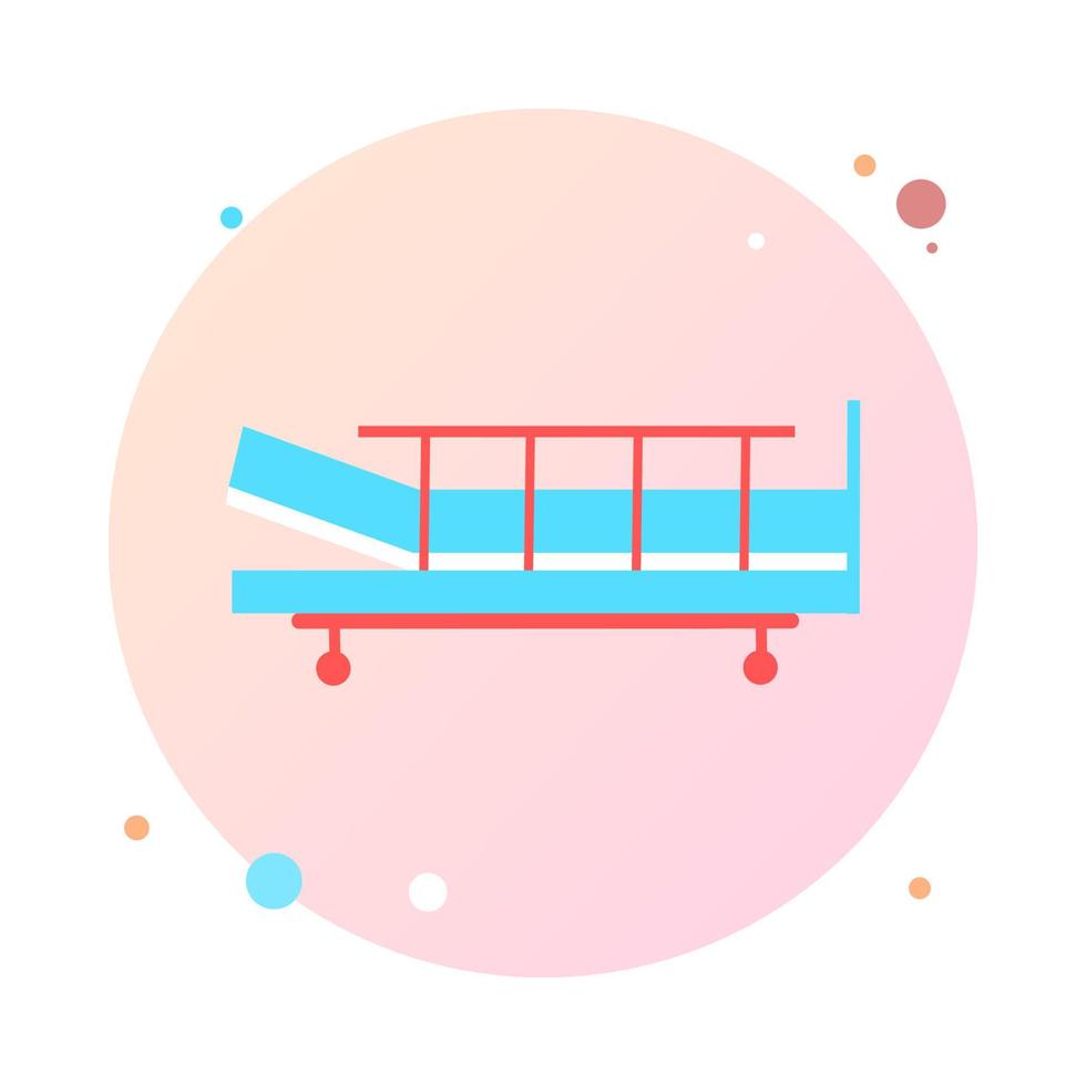 ziekenhuisbed in cirkelpictogram. intensive care unit icoon. reanimatie, revalidatie, ziekenhuisafdeling. medisch begrip. vectorillustratie kan worden gebruikt voor onderwerpen als gezondheidszorg, ziekenhuis, kliniek. vector