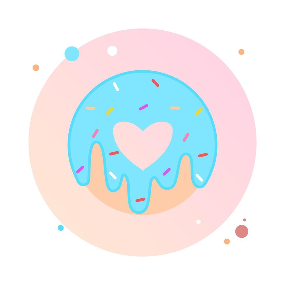 vectorillustratie van donut kan worden gebruikt voor wenskaarten, uitnodigingen voor een feest, posters, prenten en boeken. donut icoon gevormd in ronde platte stijl. donut in cirkel pictogram. vector