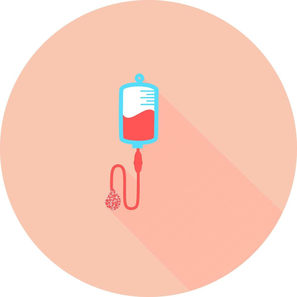 infusie in cirkelpictogram met lange schaduwen. intraveneuze zak, bloed, infuus. medisch hulpconcept. vectorillustratie kan worden gebruikt voor onderwerpen als ziekenhuis, therapie, chemotherapie. iv, infuseren, bloedzak. vector