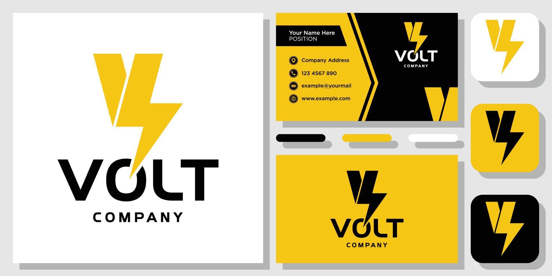 beginletter v volt macht spanning bout snelle donder logo ontwerp inspiratie met lay-out sjabloon visitekaartje vector