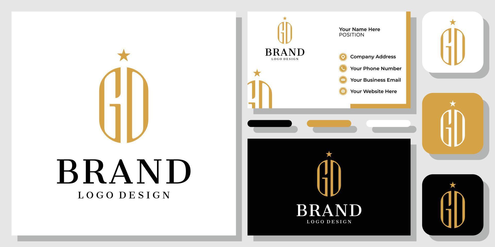 initialen gd monogram klassieke vintage oude ster goud luxe logo-ontwerp met sjabloon voor visitekaartjes vector