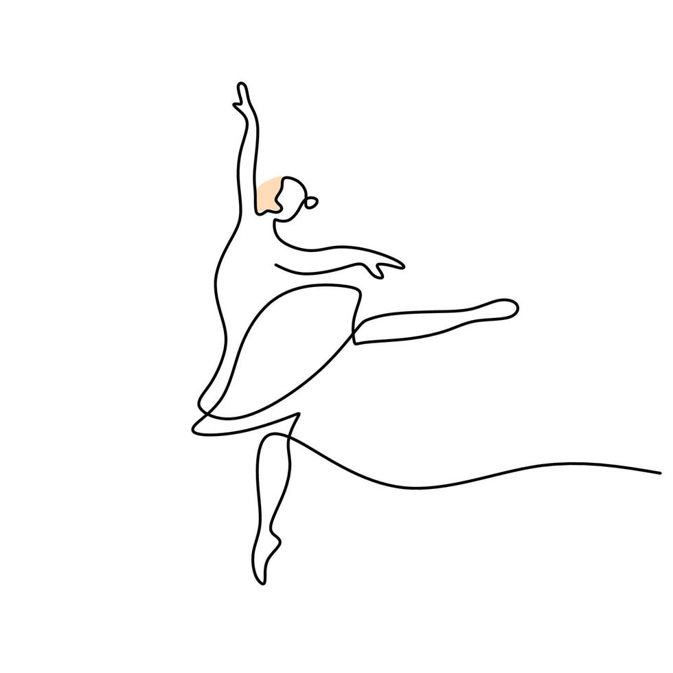 ononderbroken één enkele lijn van vrouwelijke ballerina die danst vector