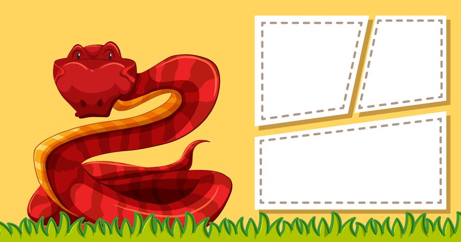 Snake op notitie sjabloon vector