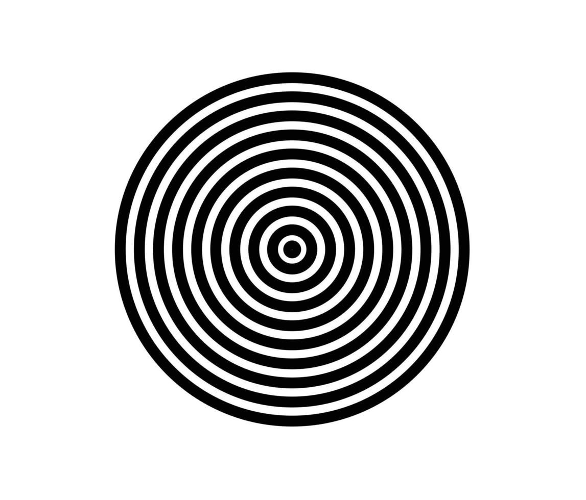 concentrisch cirkelelement. zwart-witte kleur ring. abstracte vectorillustratie voor geluidsgolf, zwart-wit afbeelding. vector