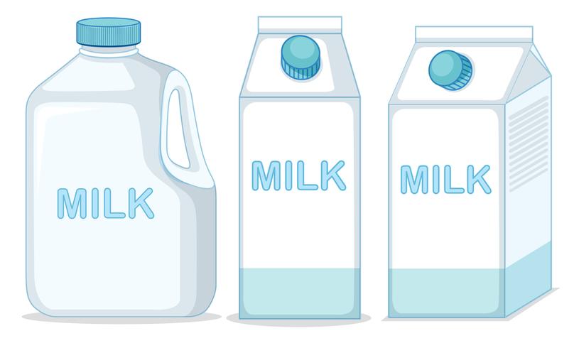 Melkpakken en fles vector