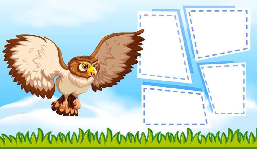 Owl op notitie sjabloon vector