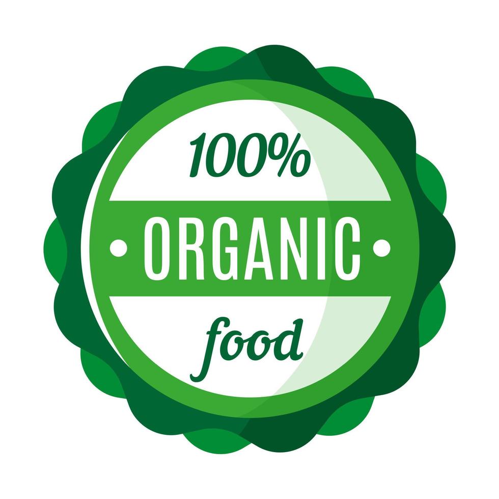 vector ronde groene biologische en boerderij vers voedsel badge of logo.
