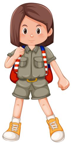 Een brunette girl scout karakter vector