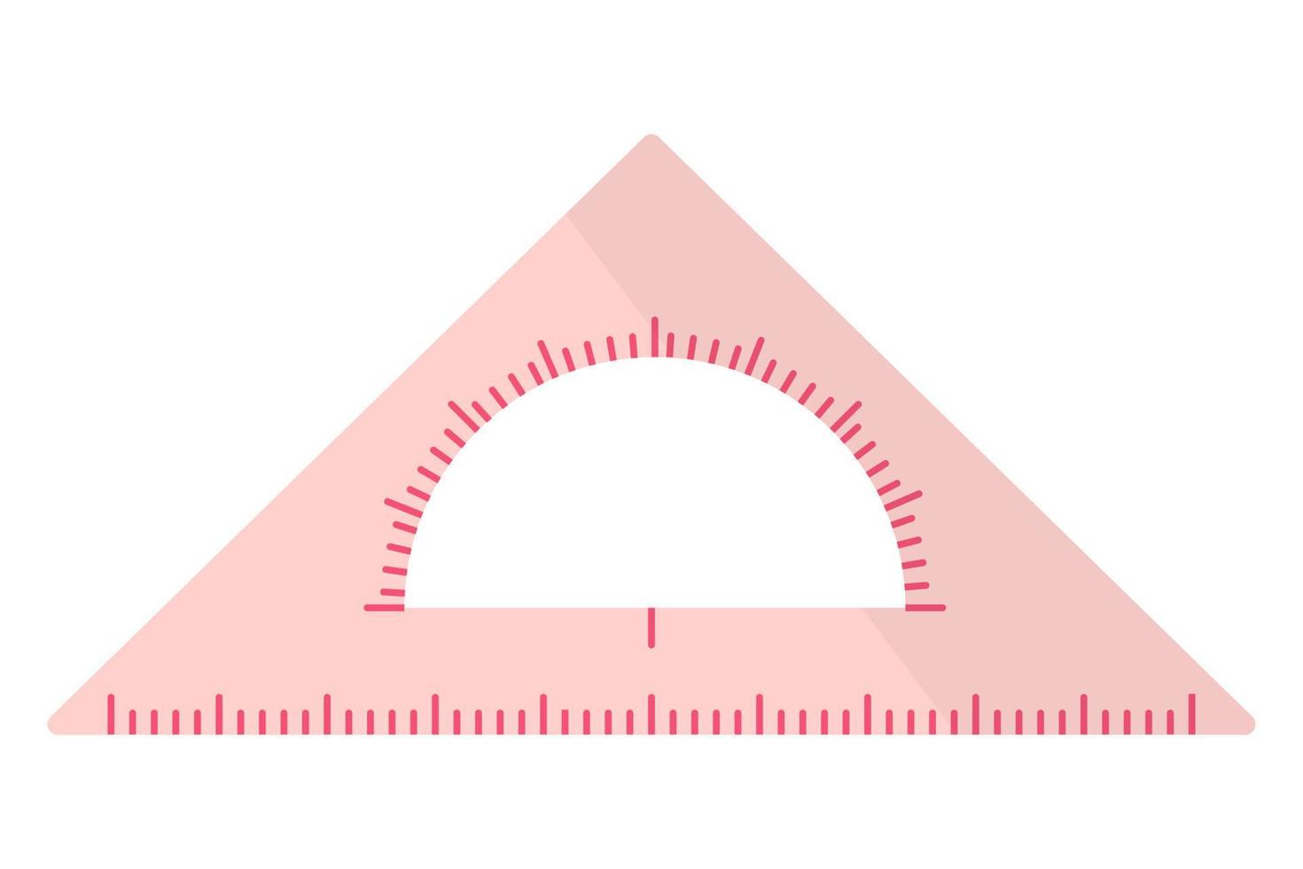 vector cartoon roze driehoekige liniaal met gradenboog.