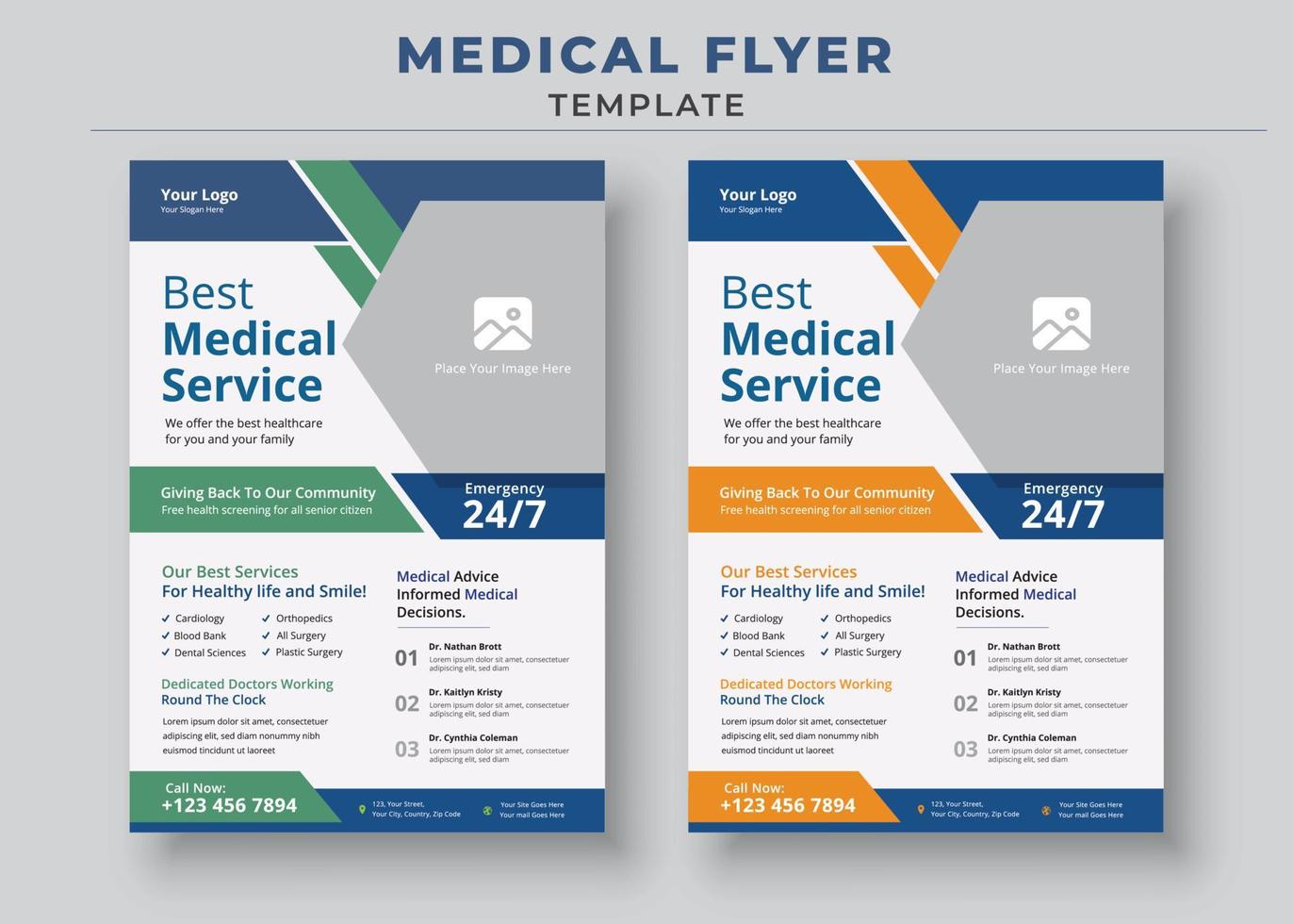 medische flyer-sjabloon, medische flyer voor de gezondheidszorg, moderne medische flyer-sjabloonontwerp, medische poster vector