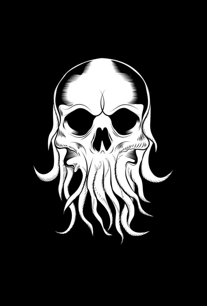 schedel en octopus vectorillustratie vector