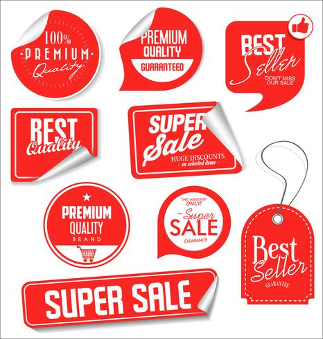 Verkoop banner sjablonen ontwerp en speciale aanbieding tags collectie vector