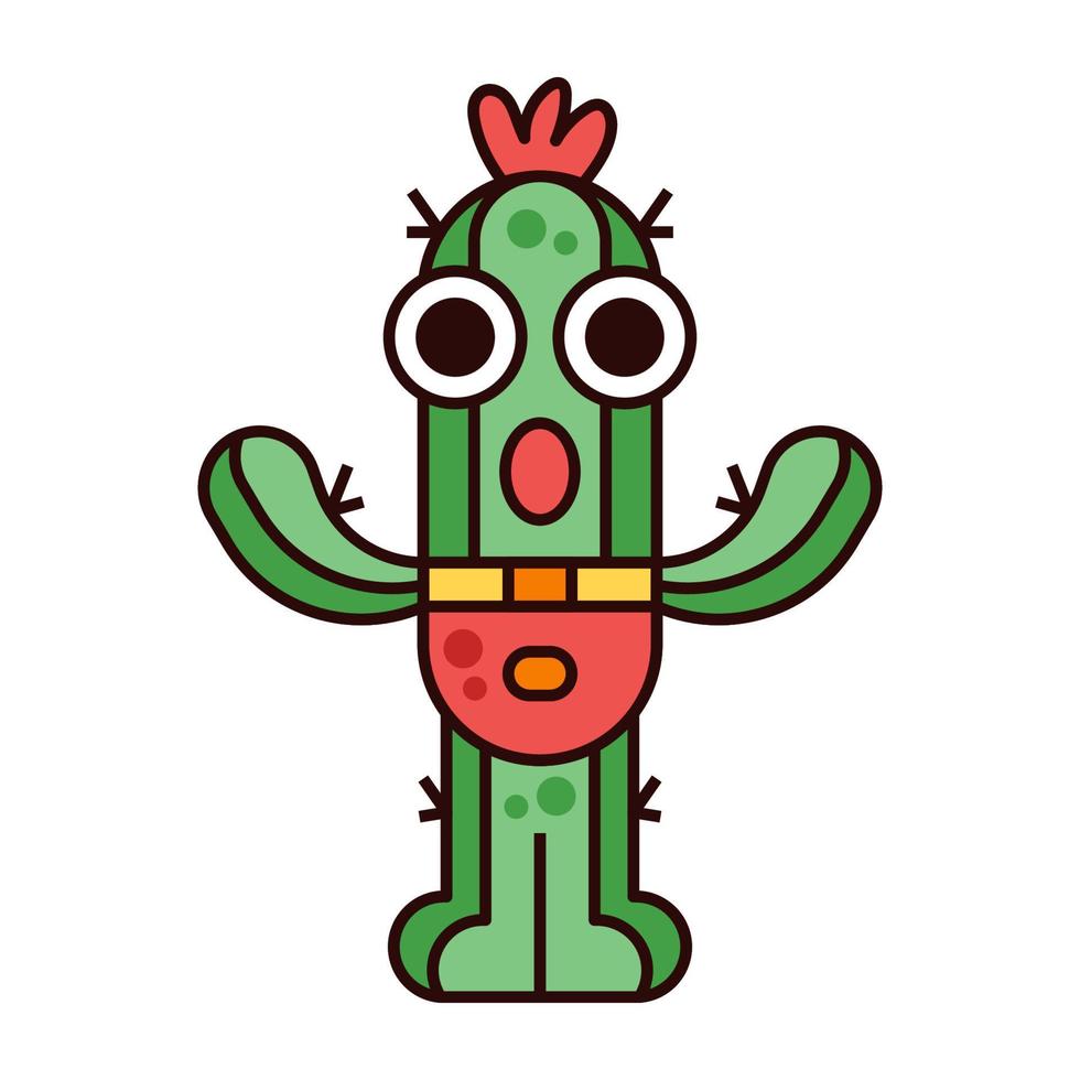 schattige cactus mascotte verbaasde illustratie vector