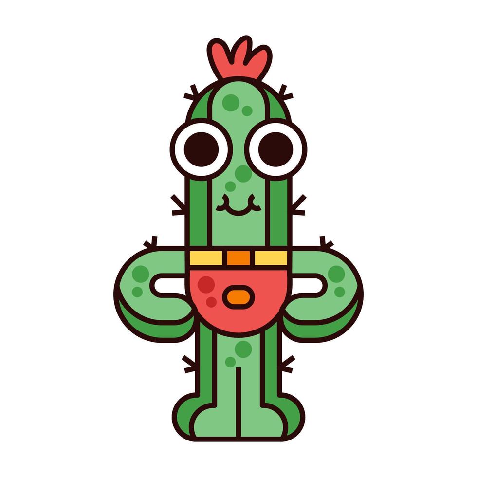 schattige cactus zelfvertrouwen pose illustratie vector