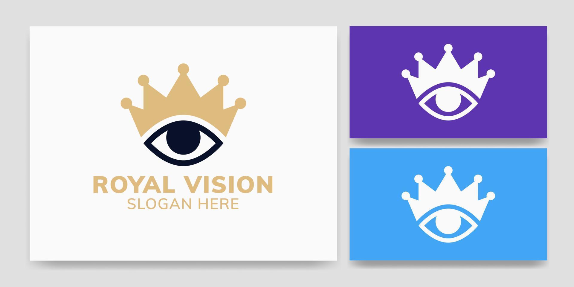 kroon en oog logo conceptontwerp vector