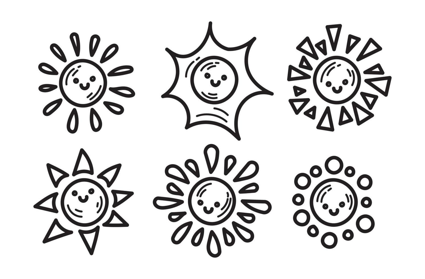 doodle collectie van zonneschijnillustratie vector