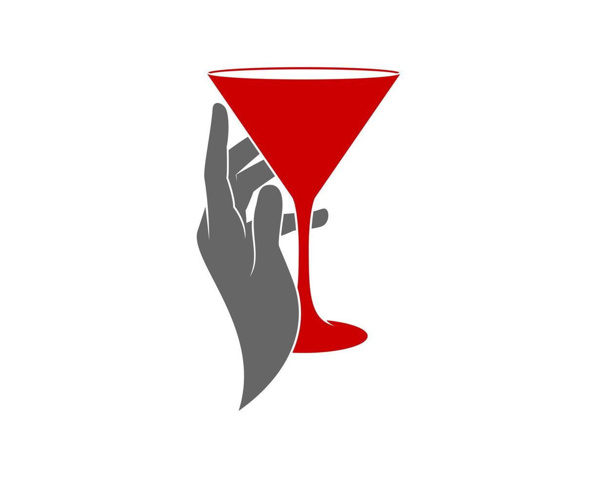 rode wijnglas met reikende hand vector