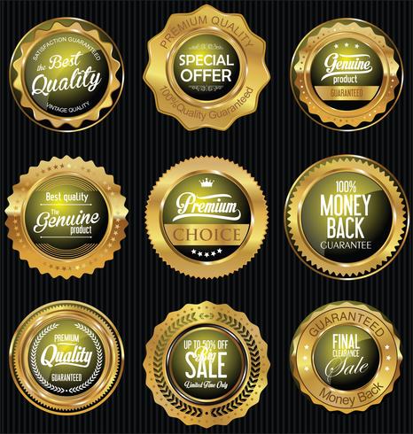 Luxe premium gouden insignes en labels vector