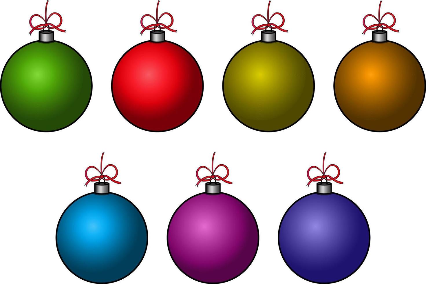 kleurrijke kerstballen instellen. set van geïsoleerde realistische decoraties. vector illustratie
