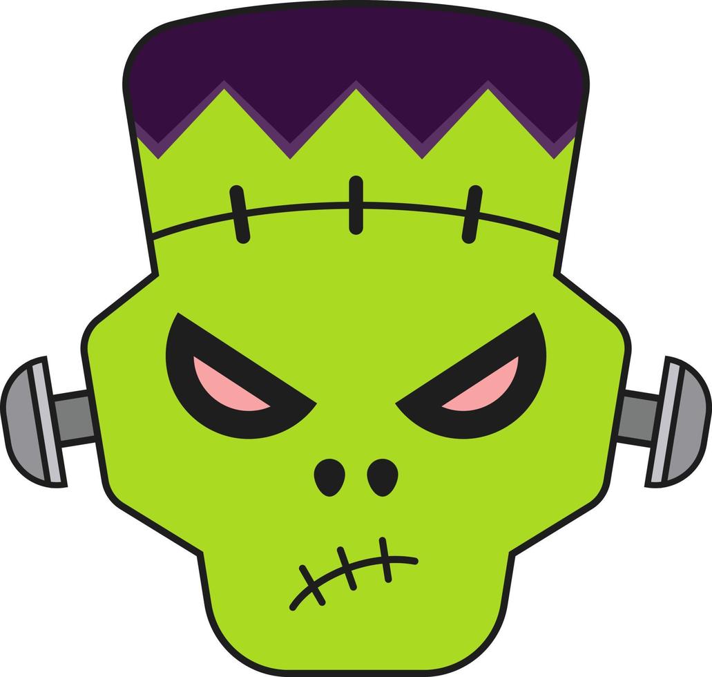 monsterhoofd voor halloween-feest, vectorillustratie vector