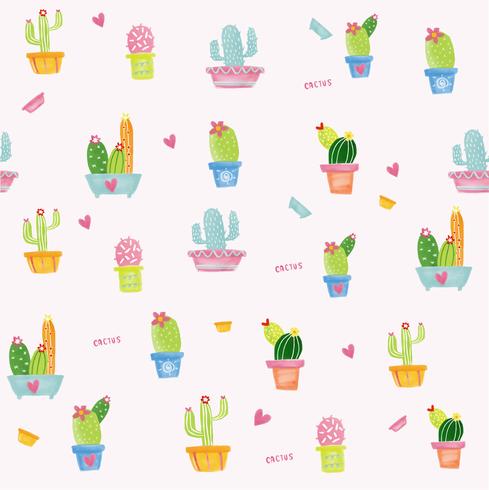 pastel cactus aquarel patroon naadloos vector