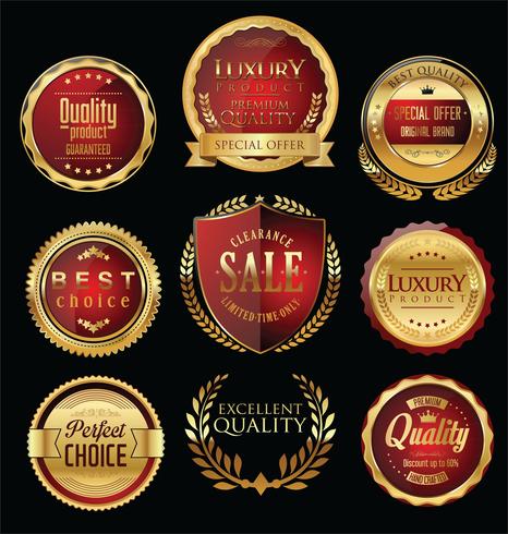 Luxe premium gouden insignes en labels vector