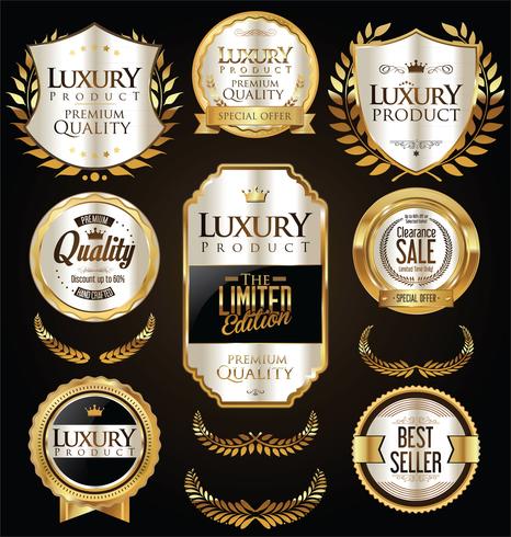 Luxe premium gouden insignes en labels vector