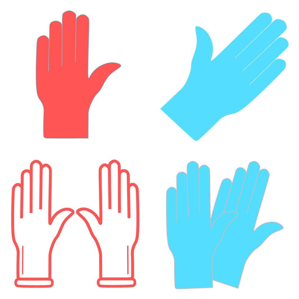set van medische handschoenen vector pictogram. beschermende rubberen handschoenen icoon voor infographic, website of app. latex handbescherming teken. huishoudelijk werk reinigingsapparatuur symbool.