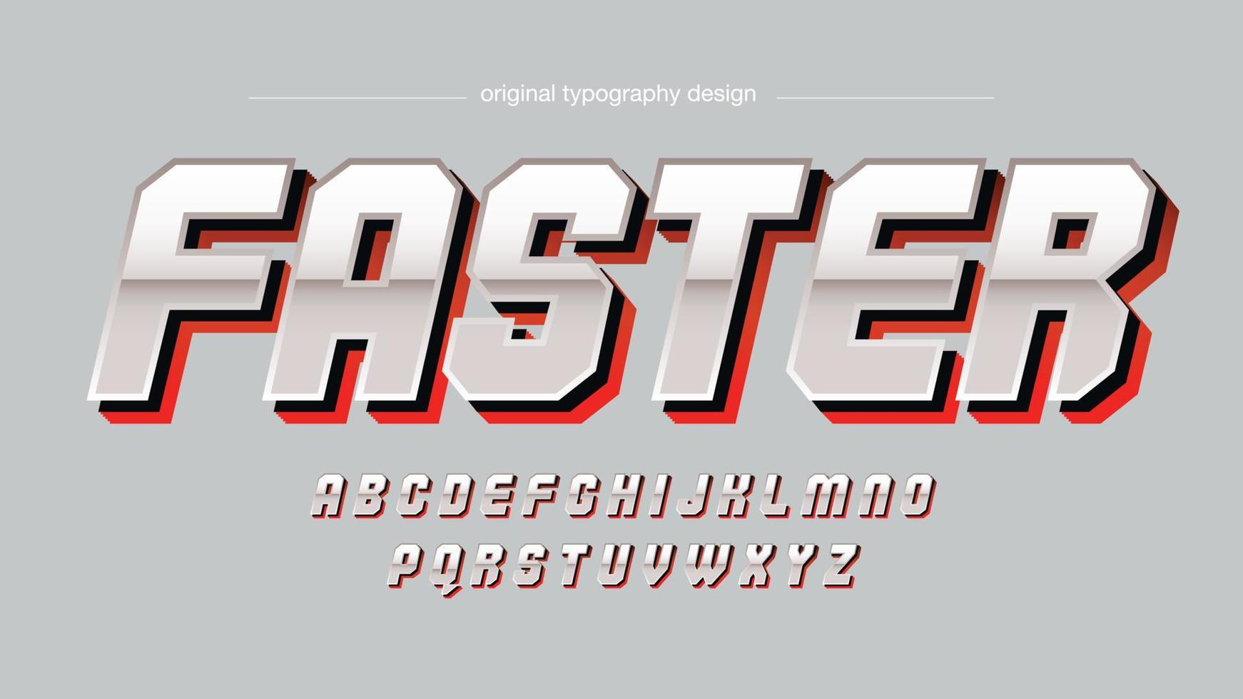 chroom rood 3d futuristische cursieve typografie vector
