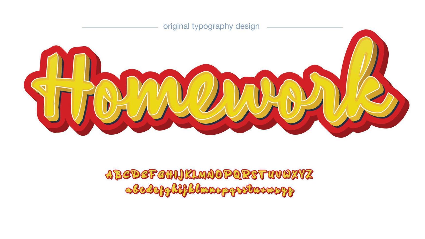 rood en geel 3d handgeschreven kalligrafielettertype vector