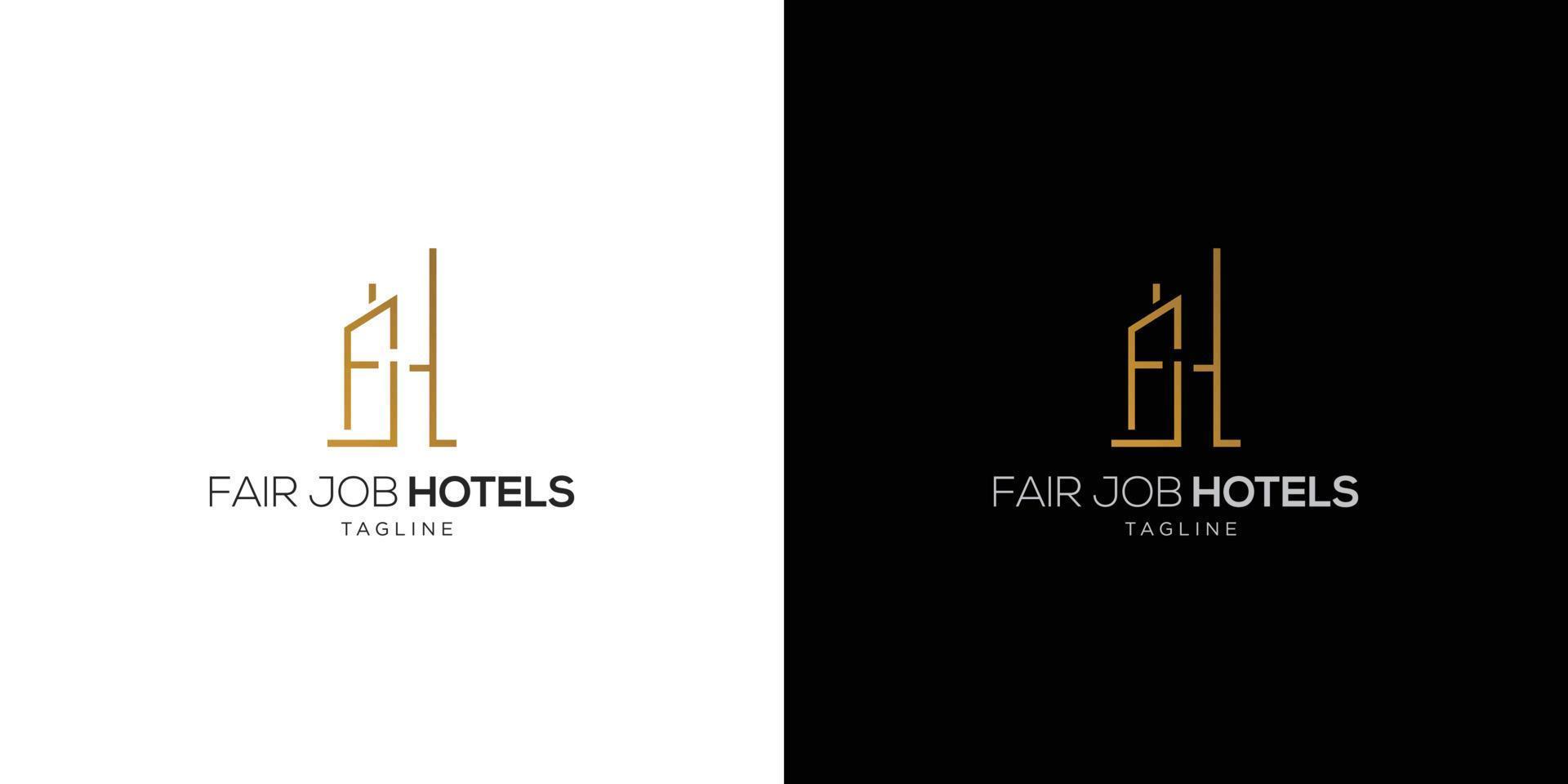 fjh hotel initialen logo is modern en luxueus design 1 vector