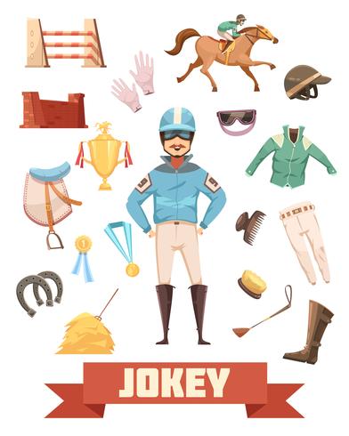 Jockey Munitie Decoratieve Icons Set vector