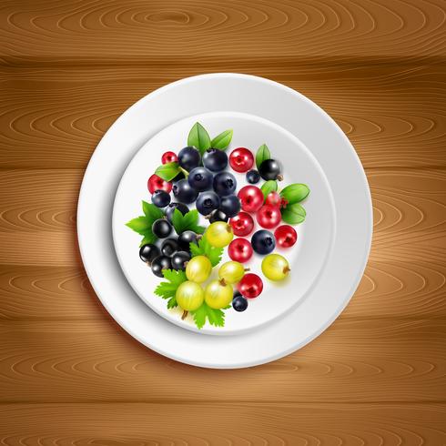 Berry Plate Realistische vectorillustratie vector