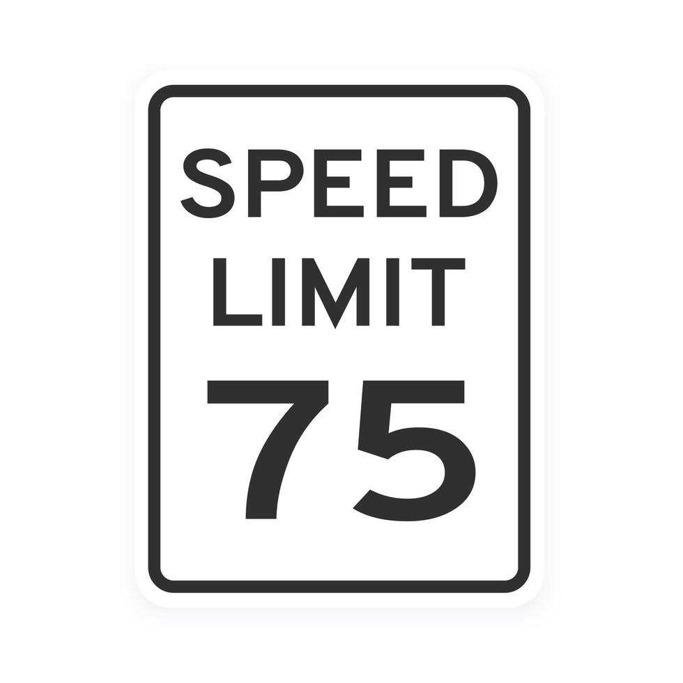 snelheidslimiet 75 wegverkeer pictogram teken vlakke stijl ontwerp vectorillustratie vector