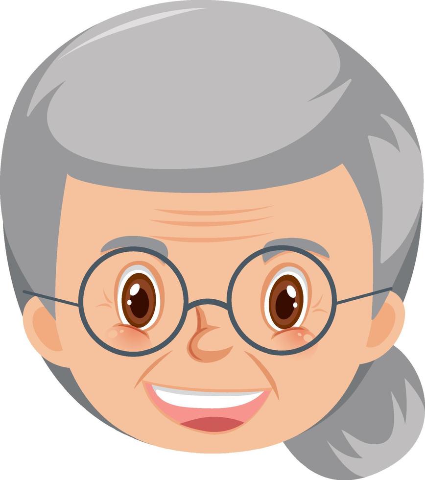 gezicht van smiley oma in cartoon-stijl vector