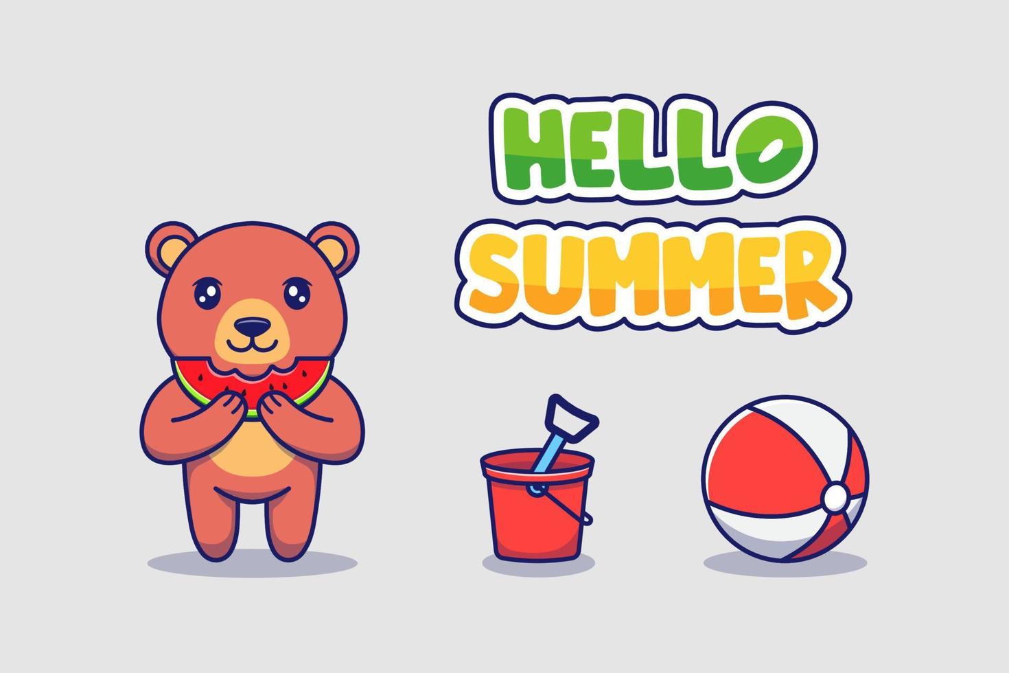 schattige beer met hallo zomergroetbanner vector