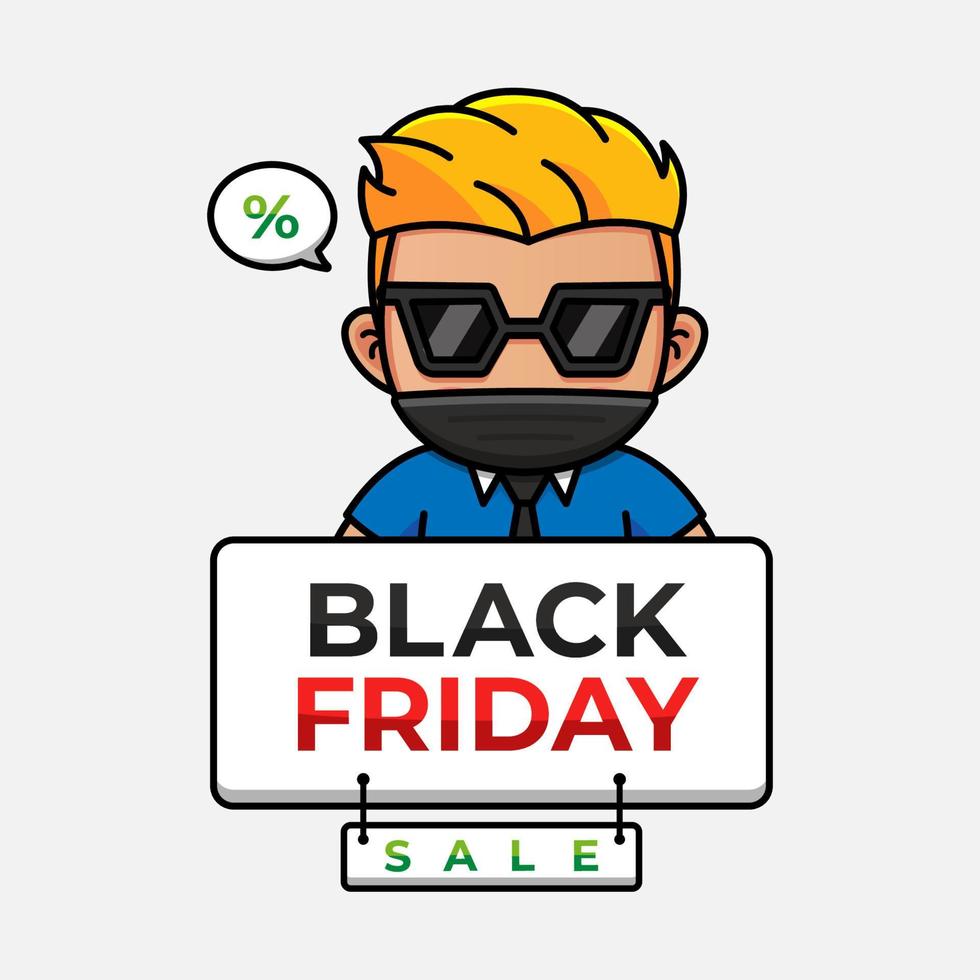 leuke vent met black friday-uitverkoopbanner vector