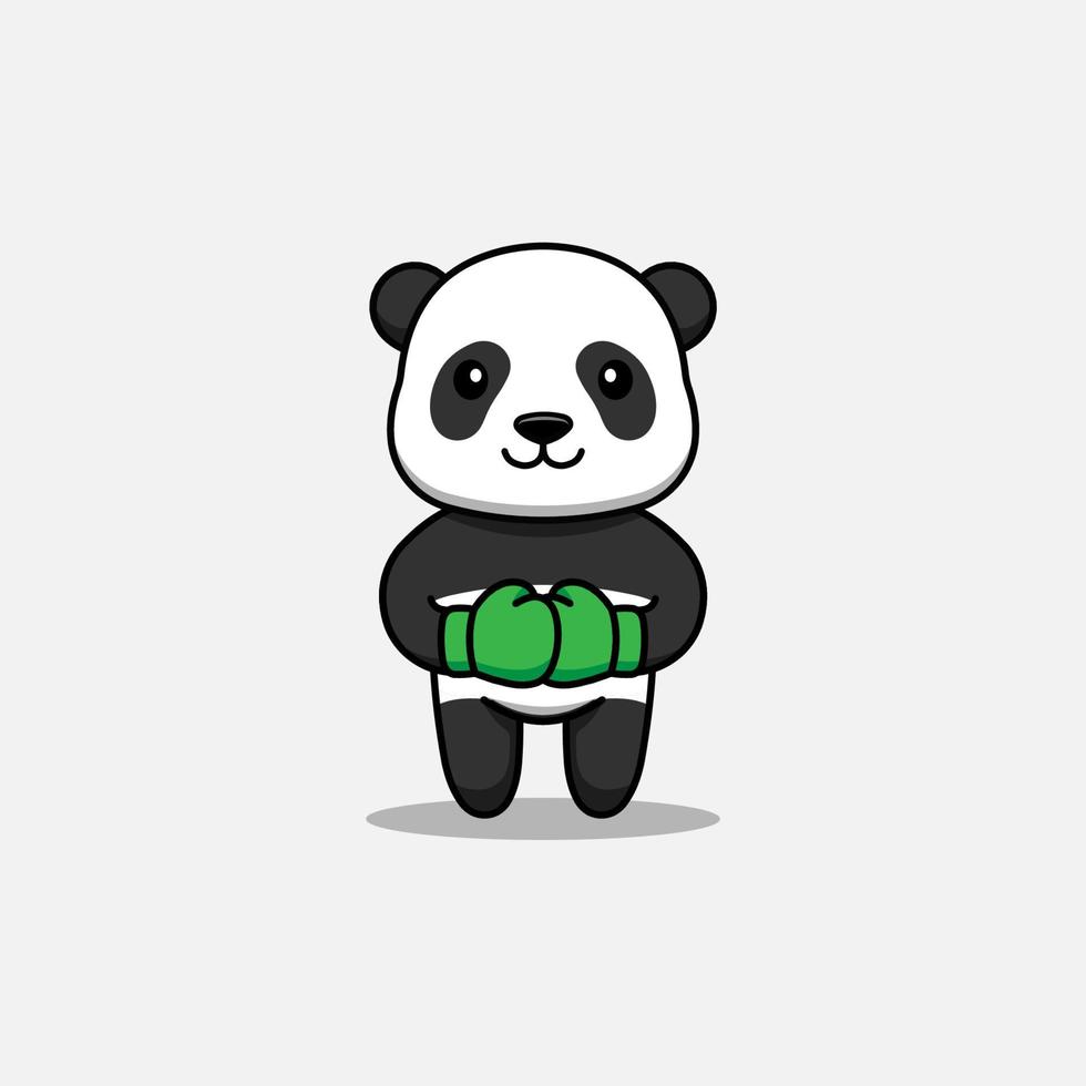 schattige panda met bokshandschoenen vector