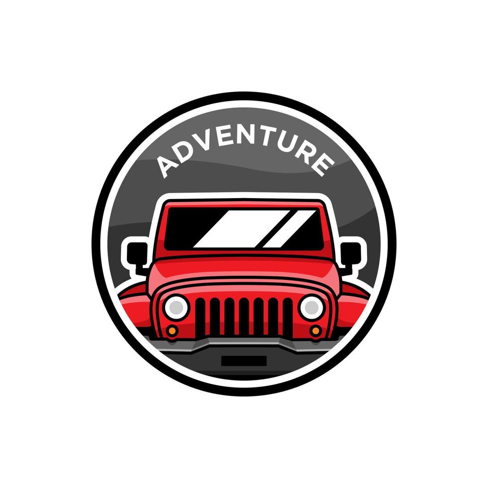 avontuur rode jeep-logo vector