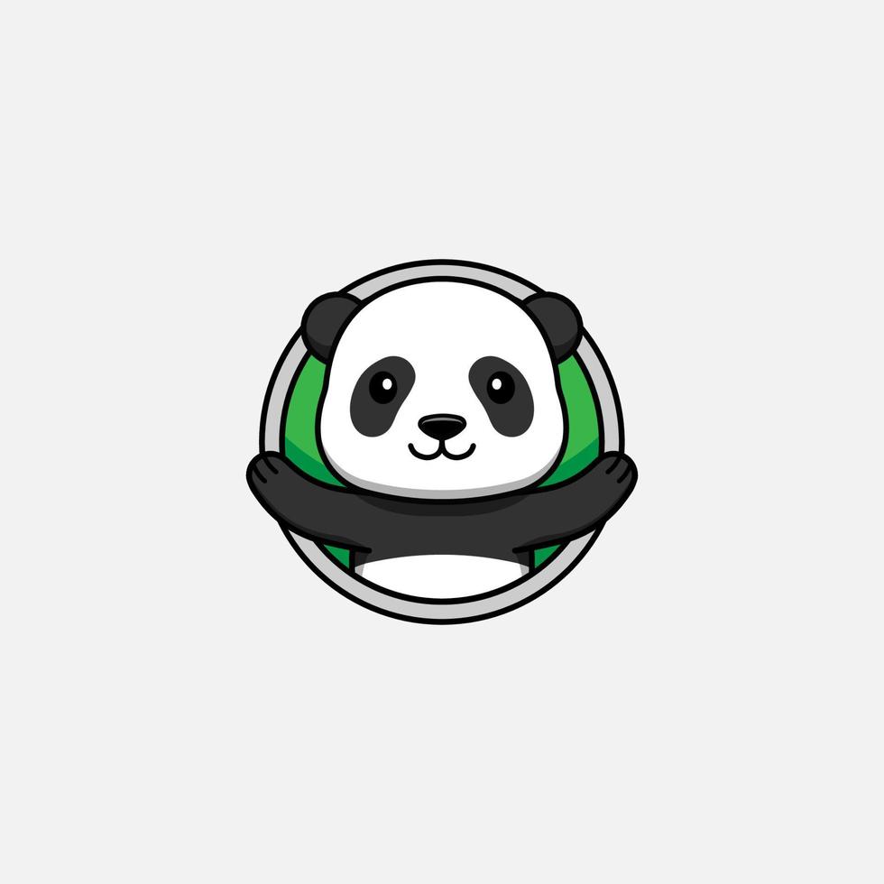 schattig panda-logo met groene achtergrond vector