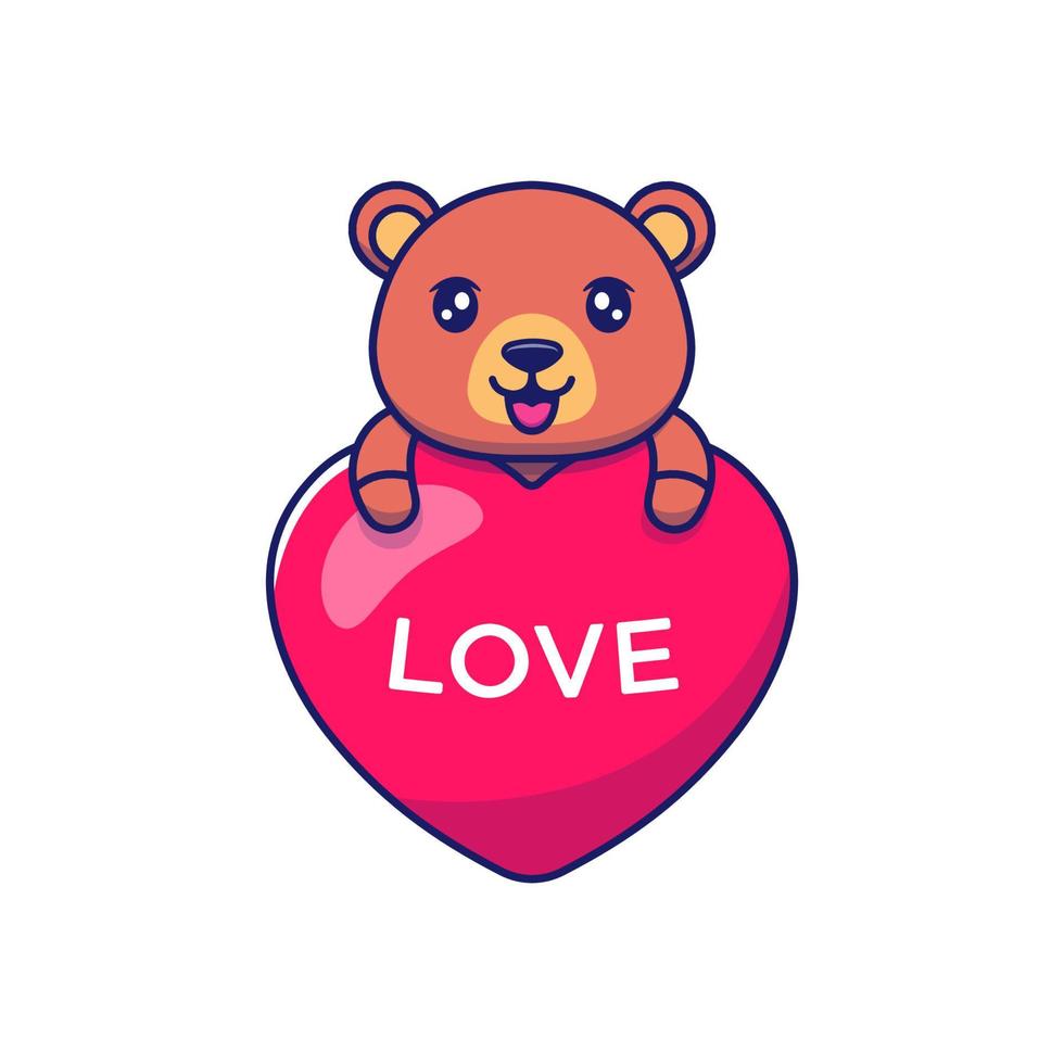 schattige beer knuffelen liefdesballon vector