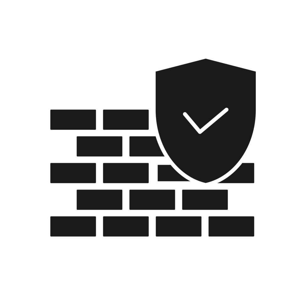 firewall plat ontwerp vector zwart pictogram symbool