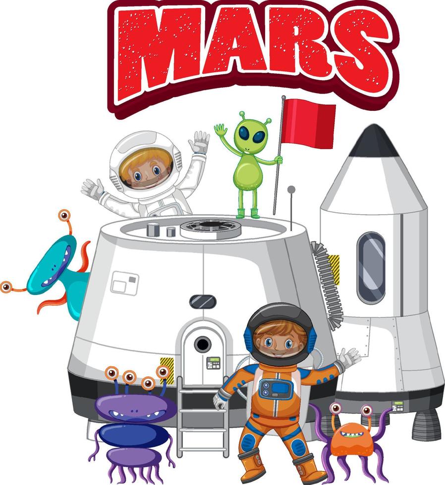 mars woord logo-ontwerp met astronaut vector